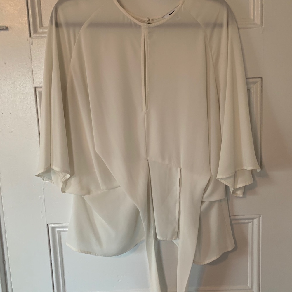 Large White Express Front Tie Blouse